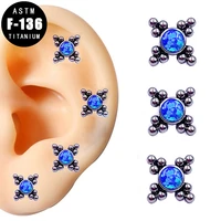 astm f136 titanium ear piercing earring lip rings opal ball cluster top cartilage tragus helix daith lip labret stud jewelry
