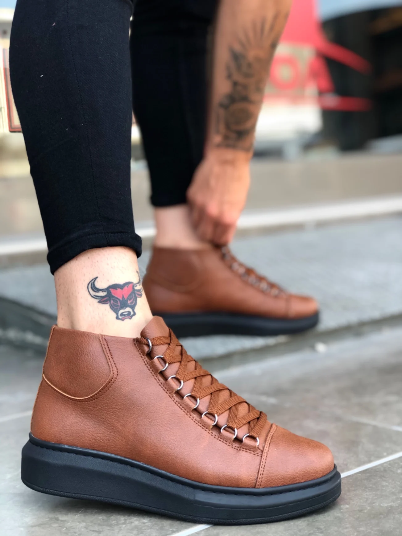 

Ботинки мужские повседневные на шнуровке, цвета загара, черные, BA0032