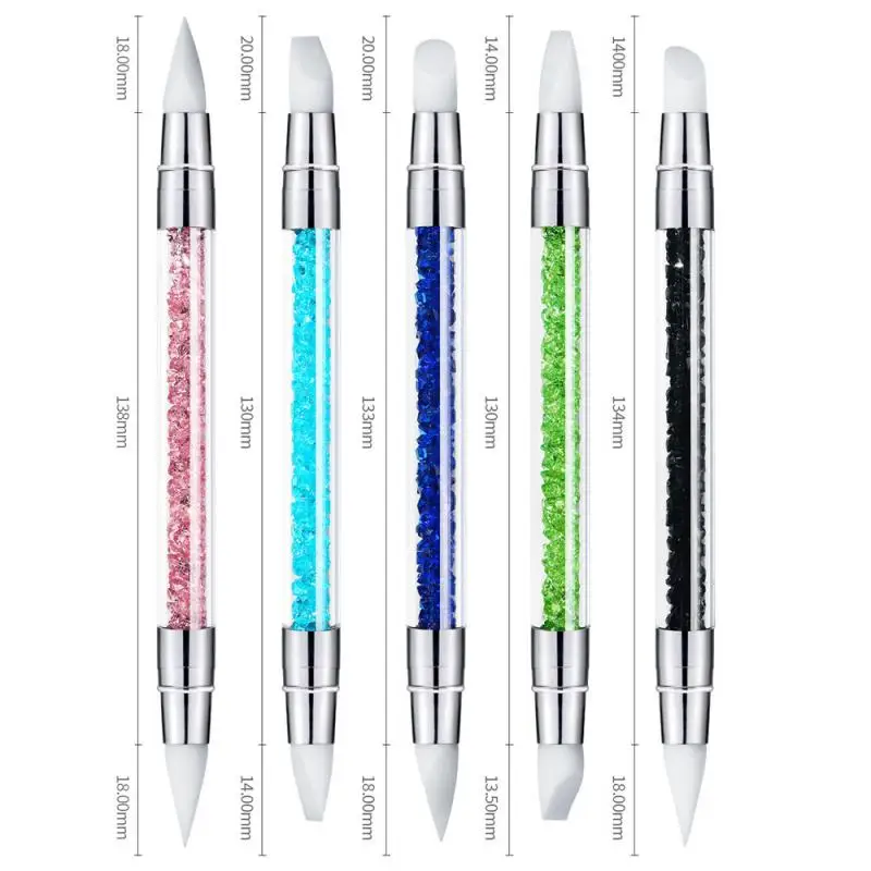 

Double-headed Silicone Pen Blue Embossed With Diamond Sculpture So Soft Nail Brush Paint Pen Double Head Beauty And Health