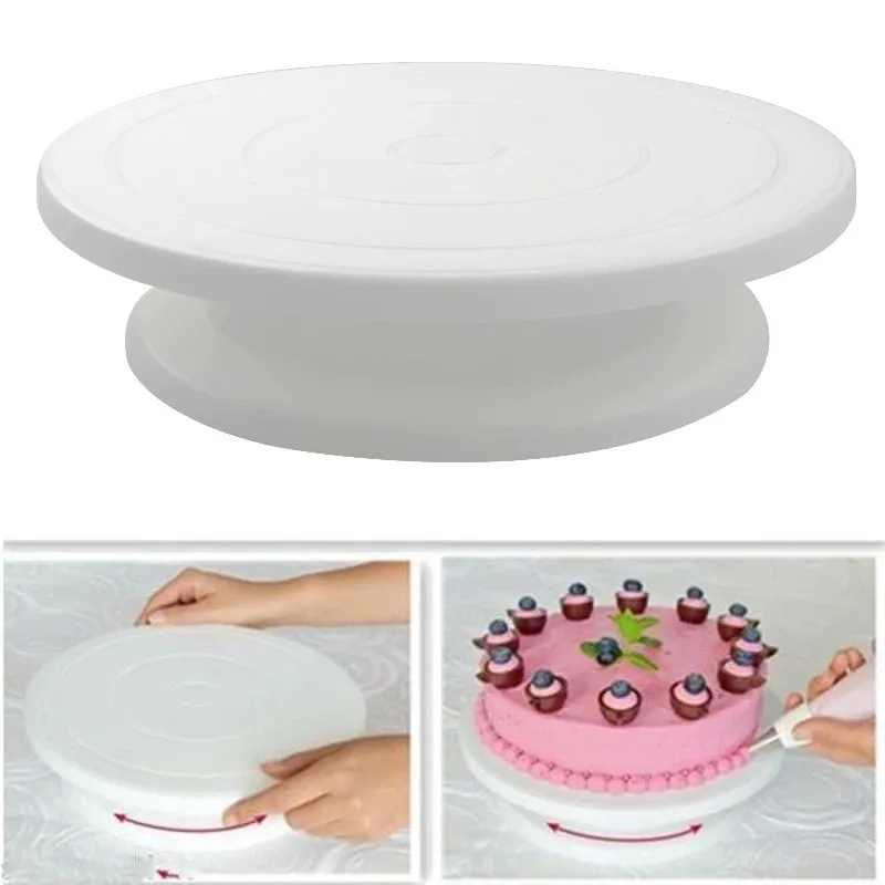 DIY Cakes Turntable Stand Cake Plate Rotating Platform Plastic Anti-skid Round Cake Table Revolving Mold Kitchen Baking Tools