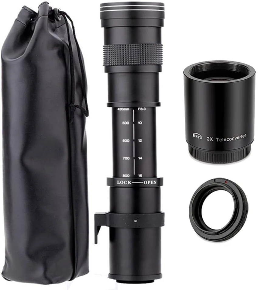 Фото Суперручной телеобъектив JINTU 420-1600 мм f/8,3 для беззеркальной камеры SONY A58 NEX-3NL A7 A7R A6000 A6500 HX300 RX100II HX50 №3
