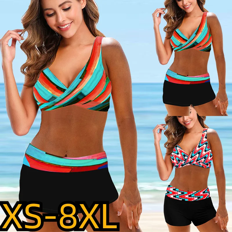 

Женский купальник с абстрактным принтом, Привлекательный комплект из двух предметов, летний трендовый купальник-бикини, облегающий купальный костюм, комплект бикини, 2023