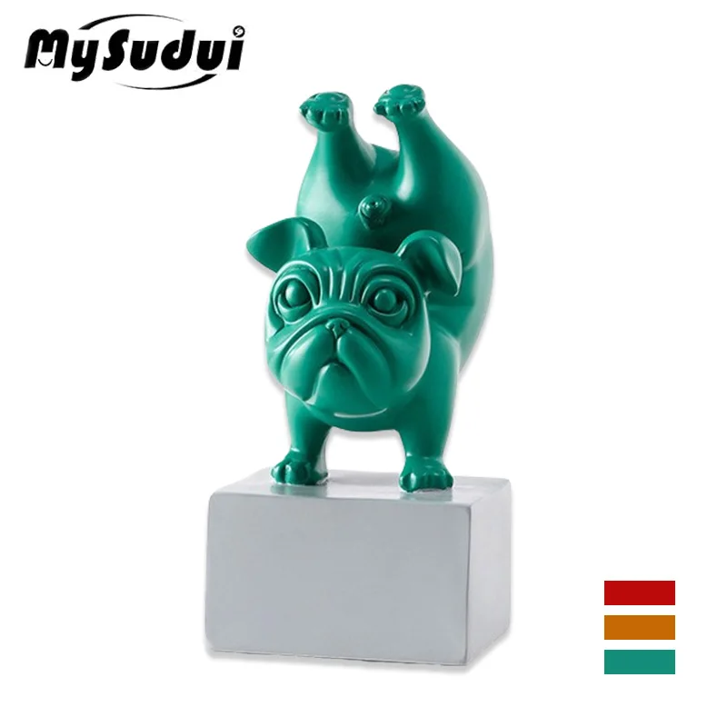 

MySudui креативная Йога, статуя бульдога, мебель для гостиной, вход, мягкое украшение, домашние животные, персонализированные подарки для комна...