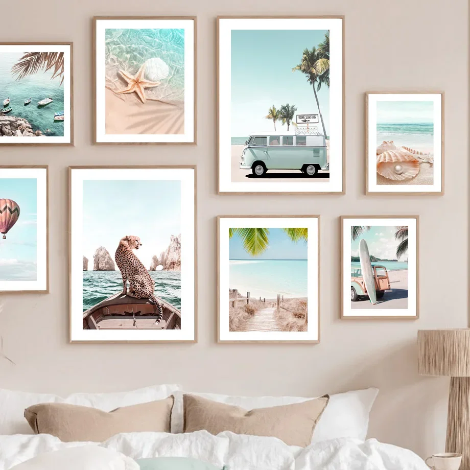 Пляжная доска для серфинга с леопардовым принтом настенная Картина на холсте