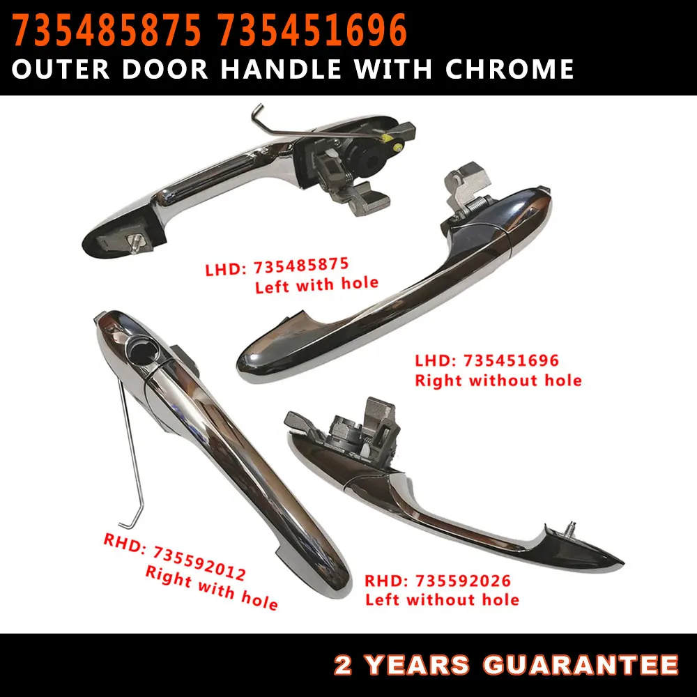 

LHD 735485875 735451696 RHD 735592012 735592026 Drivers Or Passenger Outer Door Handle With Chrome For Fiat 500 2007-2020