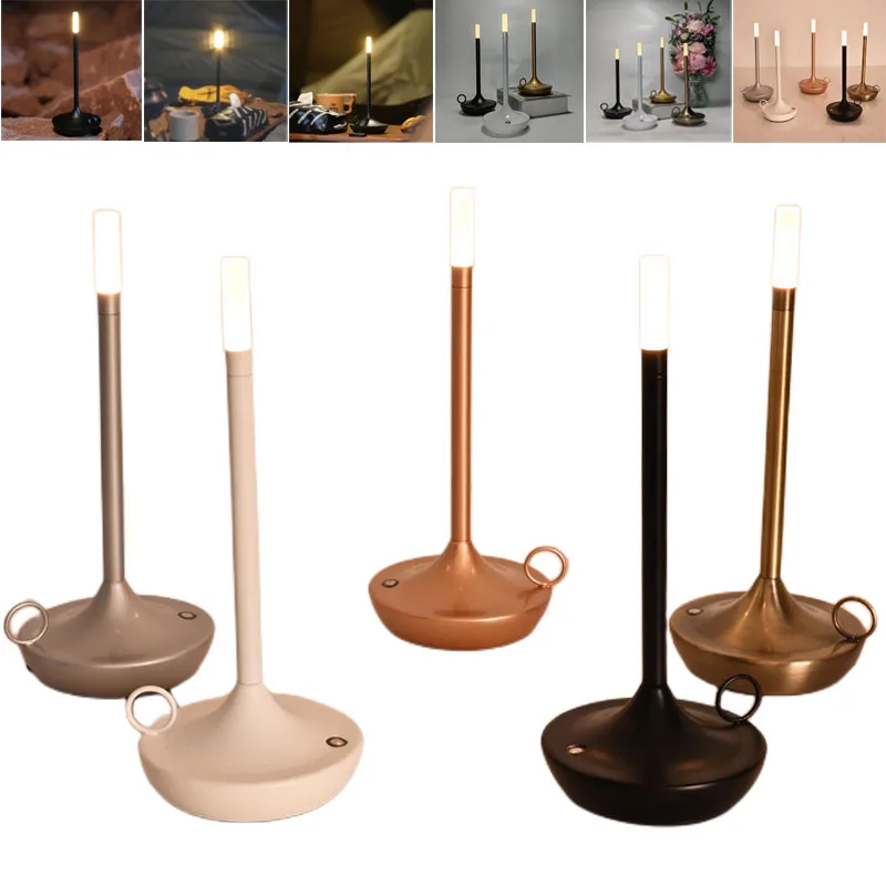 

Bedroom Desk Lamp Charging Wireless Touch Waterproof Warm Light Candle Lamp Camping Study Reading Bar Atmosphere Decoration Lamp