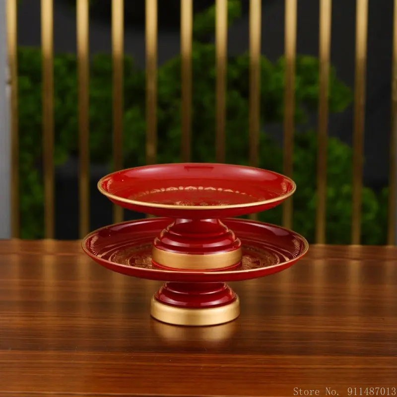 1 шт. Китайский медный сплав эмалированный Лотос цветок предлагающий поднос