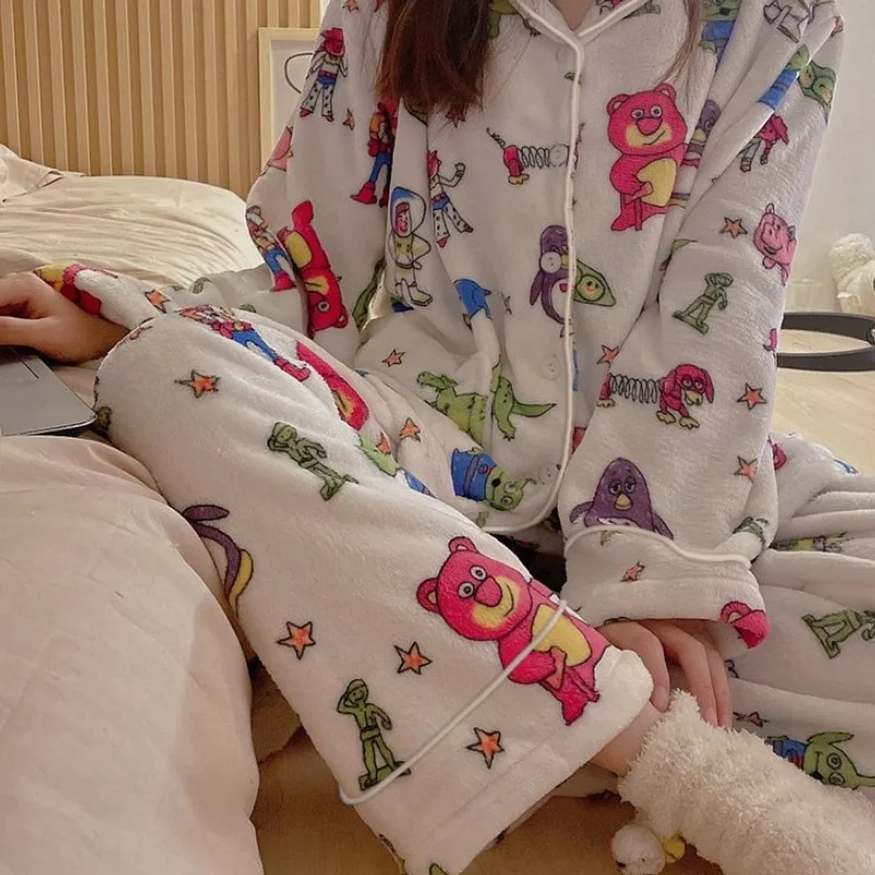 Женская Мягкая фланелевая Ночная рубашка и брюки