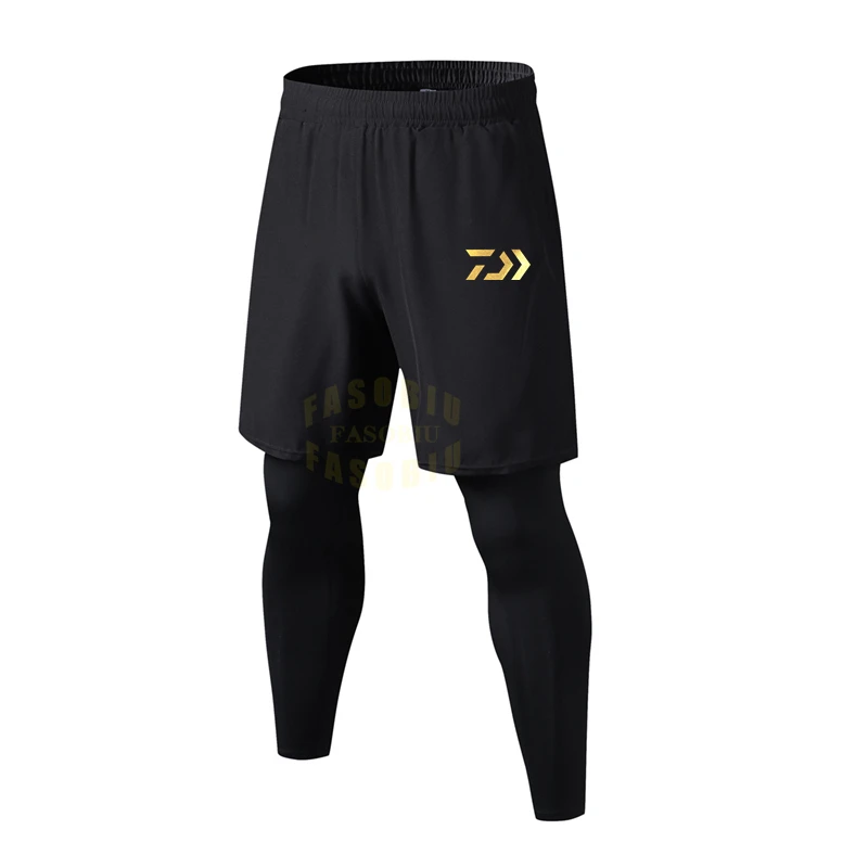 

Men's Leggings Fake Two Pieces Running Training Fitness Sports Elastic Fishing Pants Quick-drying Casual Trousers