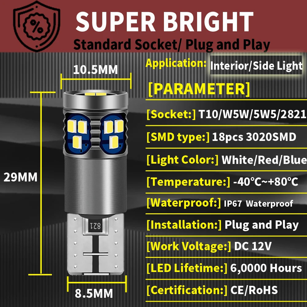 2 шт. осветительные приборы Canbus T10 лампы W5W 168 194 196 18SMD габаритные огни для парковки