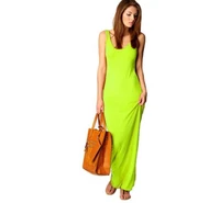 sleeveless vest summer dress women sexy solid color long dresses casual red beach o neck dress ropa mujer talla grande