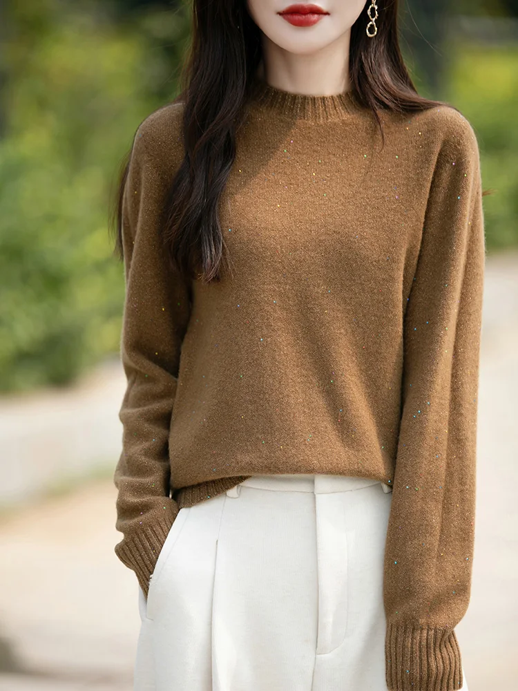 Осень-зима 2024 женская трикотажная нижняя рубашка с круглым вырезом корейская