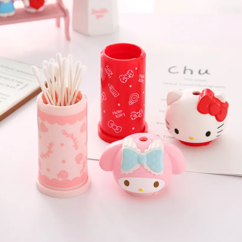 Kawaii Sanriod My Melody Cinnamorol мультяшный автоматический выдвижной ватный тампон коробка