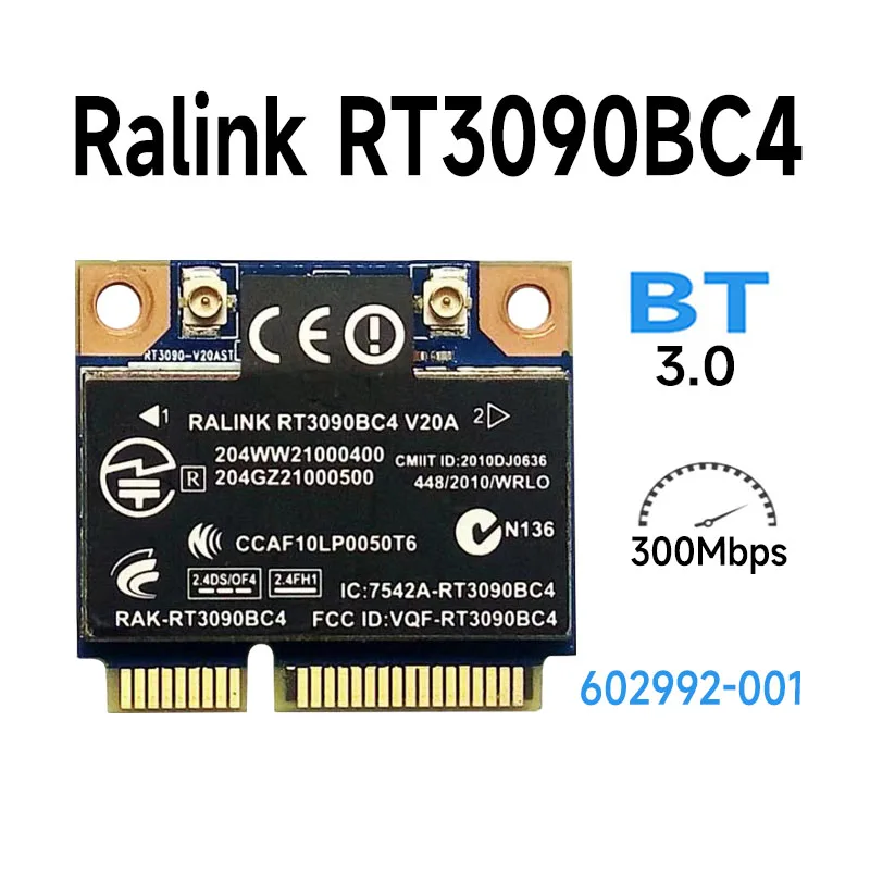 Оригинальная беспроводная карта Wi-Fi + 3 0 Bluetooth Ralink RT3090BC4 300 Мбит/с 802.11b/G/N Mini PCI-E Card