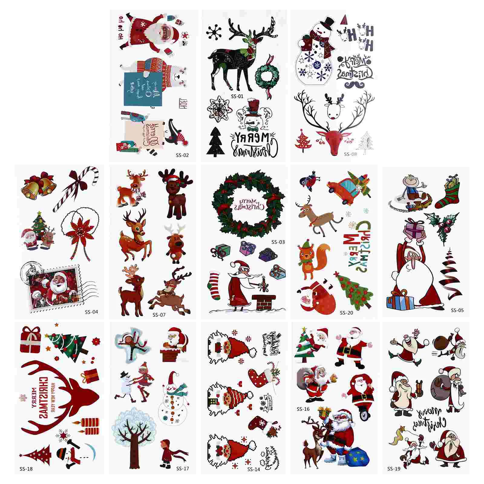 

30 Sheets Creative Chic Safe Xmas Body Decals Xmas Stickers for Party Gift