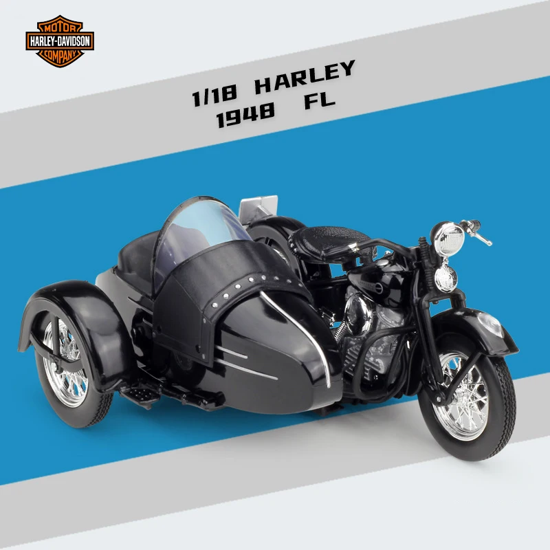 

Maisto 1:18 Harley Davidson 1958 FLH Duo Glide FL Hydra Glide Three-wheeled Motorcycle Alloy Diecast Model Toys Children Gifts