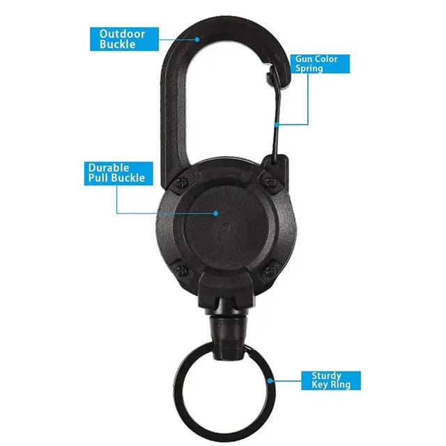 NEW Heavy Duty Retractable Pull Badges ID Reel Carabiner Key Chain Buckle Key Holder Outdoor Keychain Holds Multiple Tools 3