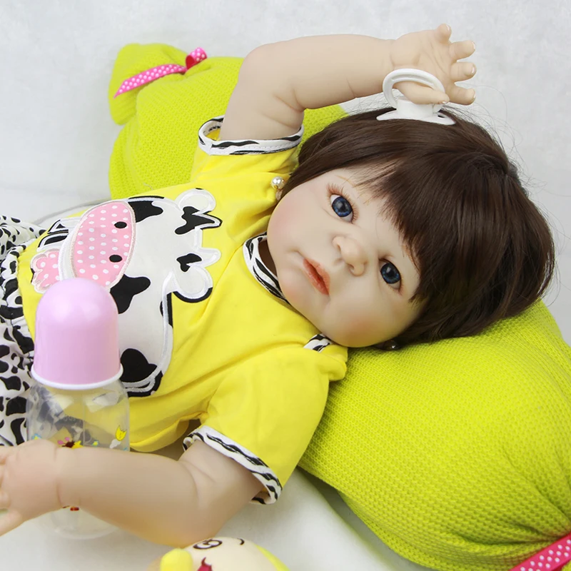 

Collectible 57CM Reborn Baby Dolls Full Silicone Body So Truly Lifelike Girl Alive Doll Toddler Bebe Toy Birthday Gift