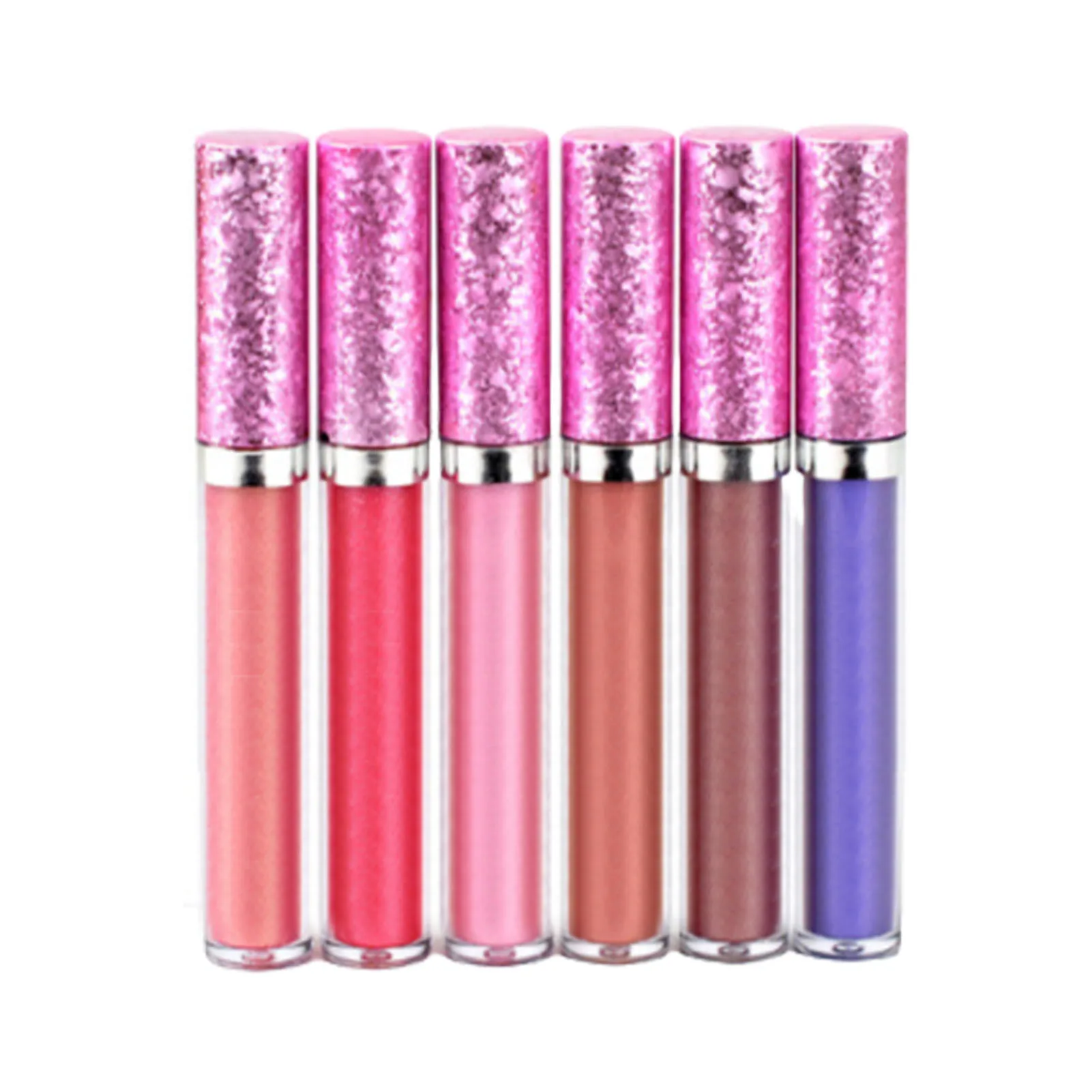 

Metallic Lipstick 6 Colors Diamond Shimmer Non-stick Cup Glitter Lip Gloss Long Lasting Waterproof Sparkly Lipgloss Iridescent