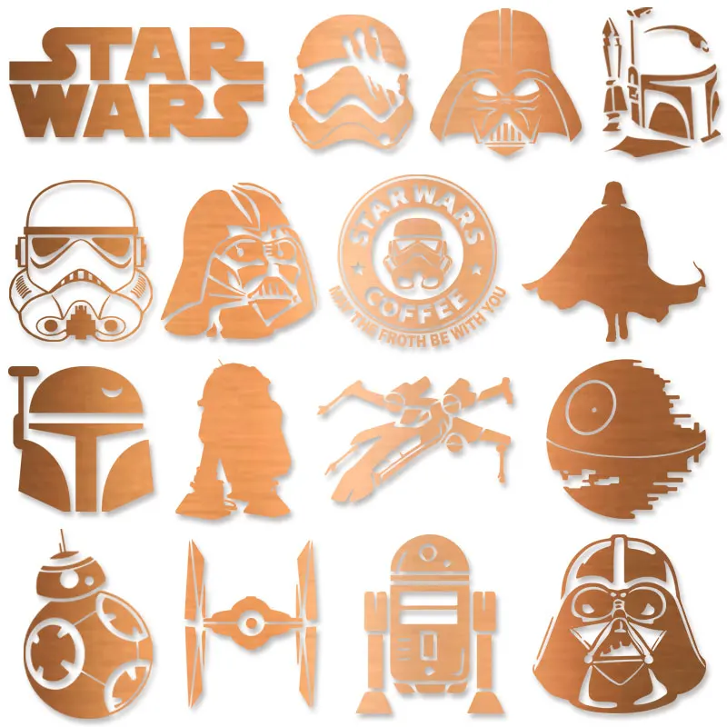 

Bronze Disney Star Wars Yoda Darth Vader r2d2 bb8 The Mandalorian baby yoda Heat Vinyl Ironing Stickers Decor Stickers on fabric