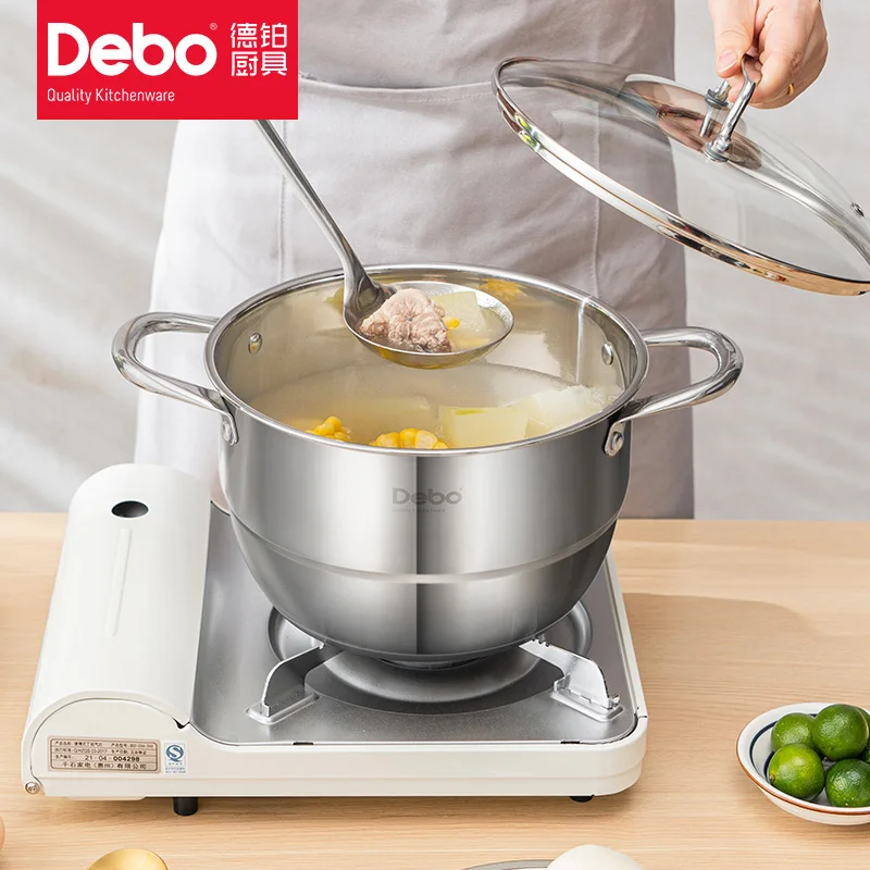

Debo Stainless Steel 2-Layer Steamer Stainless Steel Kitchen Cookware Boiling Soup Steaming Pot with Lid Multiple Uses
