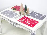 Merry Christmas Placemats Cup Mug Pads Xmas Table Mat Creative PVC Non-slip Mats Kitchen Christmas Table Decoration 12Pcs