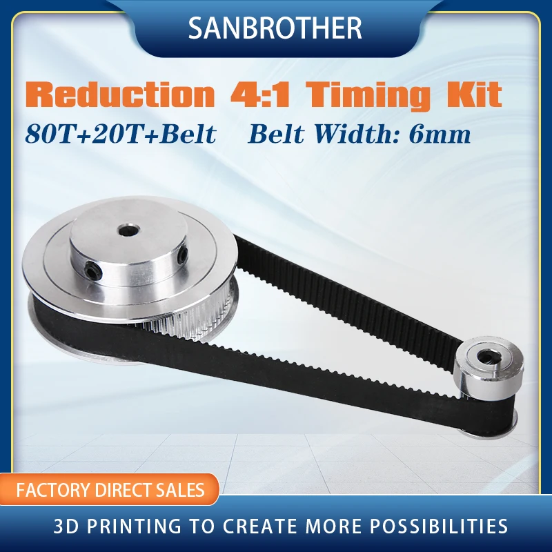 

Timing Belt Pulley GT2 80teeth 20teeth Reduction 4:1/1:4 3D printer accessories belt width 6mm Bore 5mm/8mm/10mm/14mm 2gt