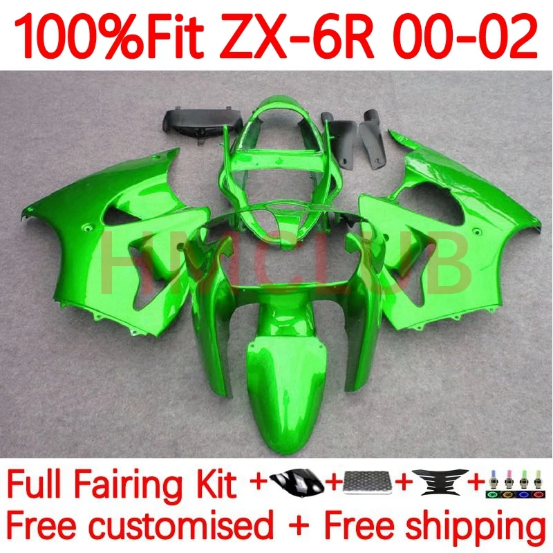 

Инъекция OEM для KAWASAKI NINJA ZX 6R 636 600CC 6 R ZX636 Φ ZX6R 2000 2001 2002 зеленая сток ZX-6R 00 01 02 обтекатель 53No.25