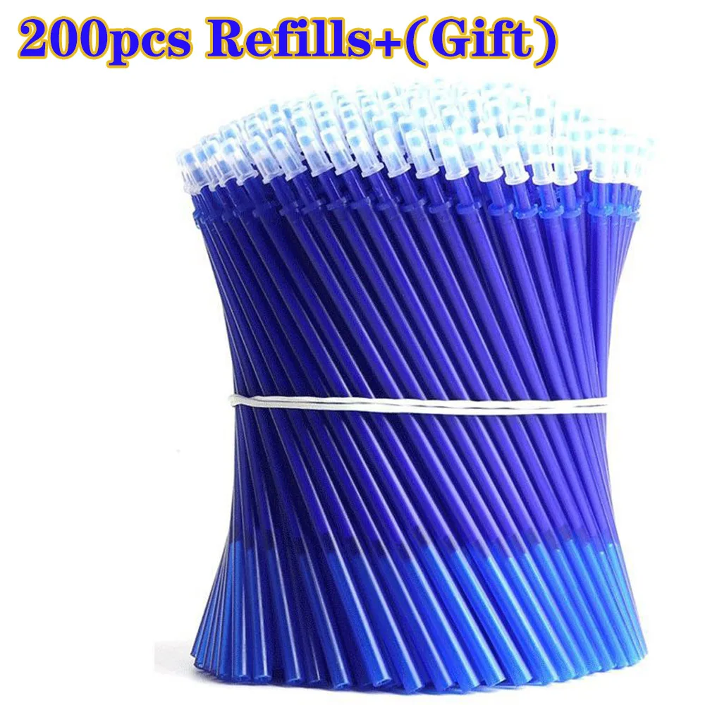 

200Pcs/Set Gel Erasable Pen Rods With Gift Office Signature Shool Rod Magic Accessories 0.5mm Blue Black Ink Writing Tools