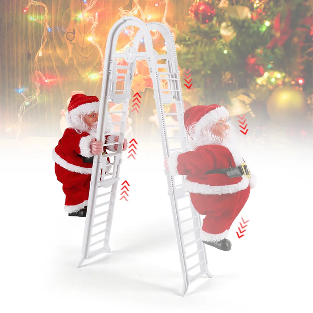 

Double Stairs Electric Climbing Ladder Santa Claus Doll Toys Home Decor Outdoor Xmas Ornaments Christmas Gift Kids Music Toys