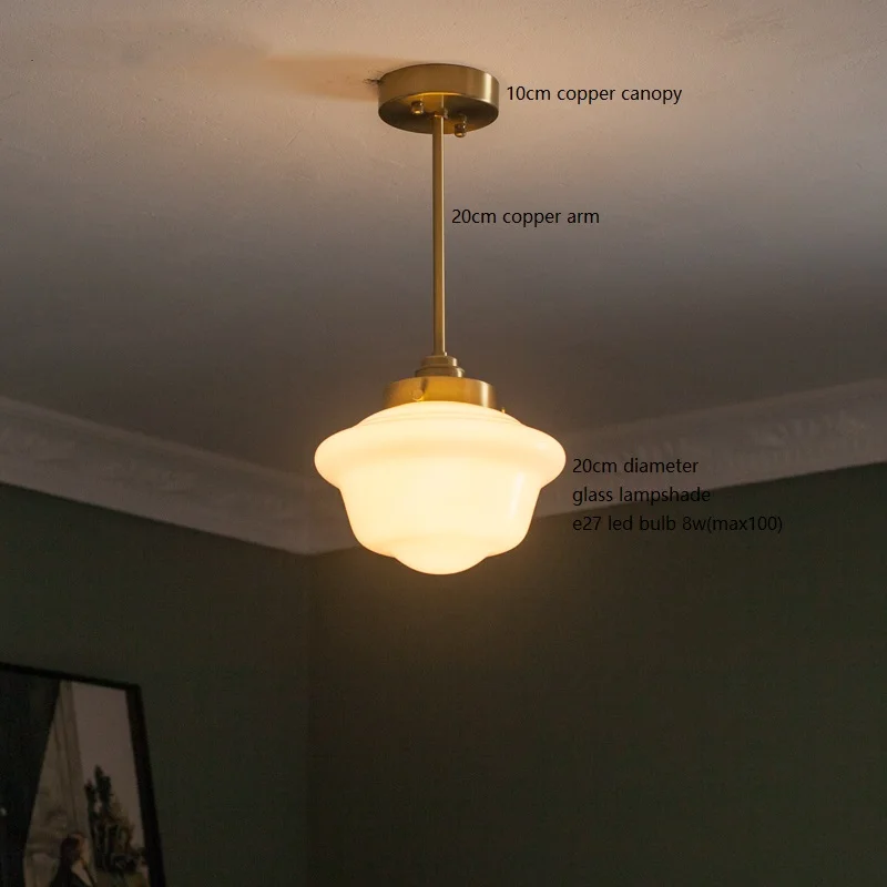 

Большая стеклянная Подвесная лампа IWHD, медный светильник для спальни, столовой, гостиной, современный скандинавский светильник для дома и помещений, 30 см
