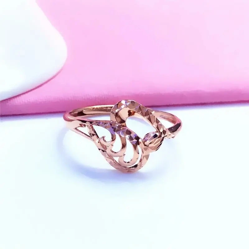 

585 Purple Gold 14K Rose Gold New Cutout Rings for Women Geometry Opening Novelty Luxury Glamour Engagement Jewelry