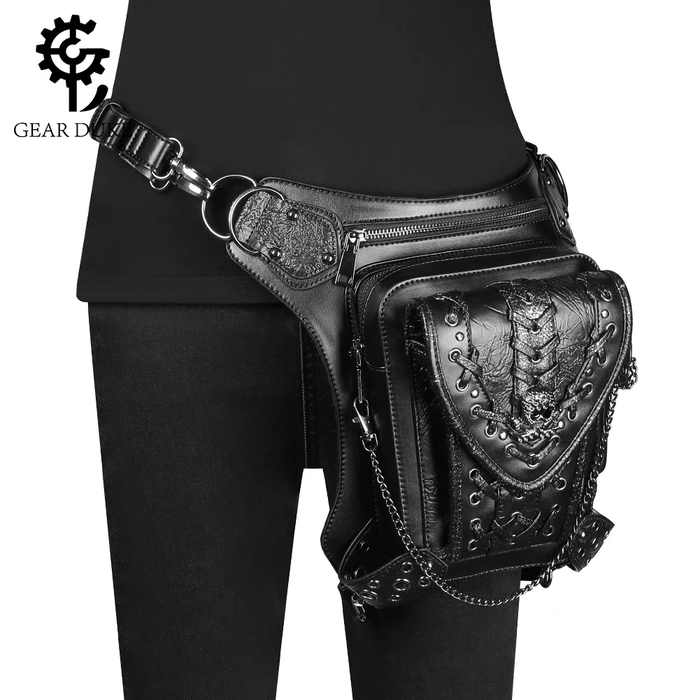 

2022 New Fashion Retro Chain Bag Female Steampunk Skull Locomotive Bag Lady Shoulder Messenger Bag Travel Waist Bag Gg Male Sac
