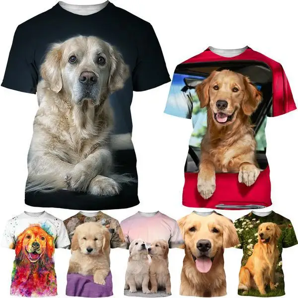 

New Cute Animal Golden Retriever 3d Printing Men's Women's Children's T-shirt Cure Funny Dog Breathable Light Summer Sports Top