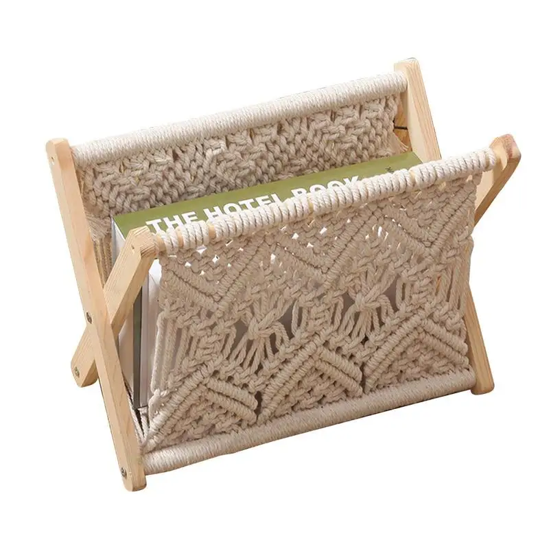 

MacrameRack Small Boho Books Newspapers Holder Organizer