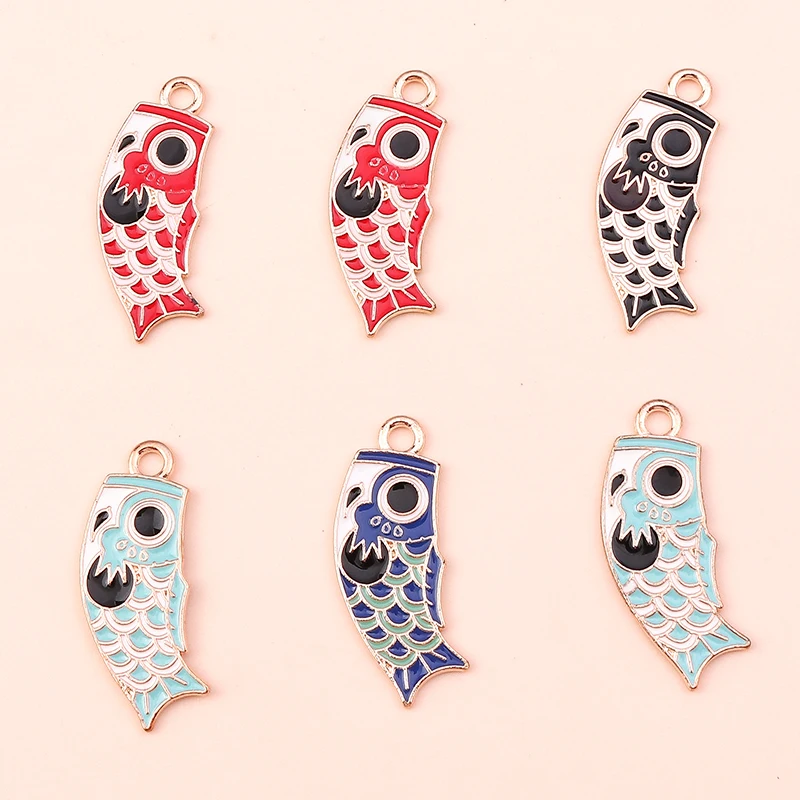 

10pcs 12x33mm Cute Enamel Fish Charms for Jewelry Making DIY Drop Earrings Pendants Necklaces Handmade Keychains Crafts Supplies