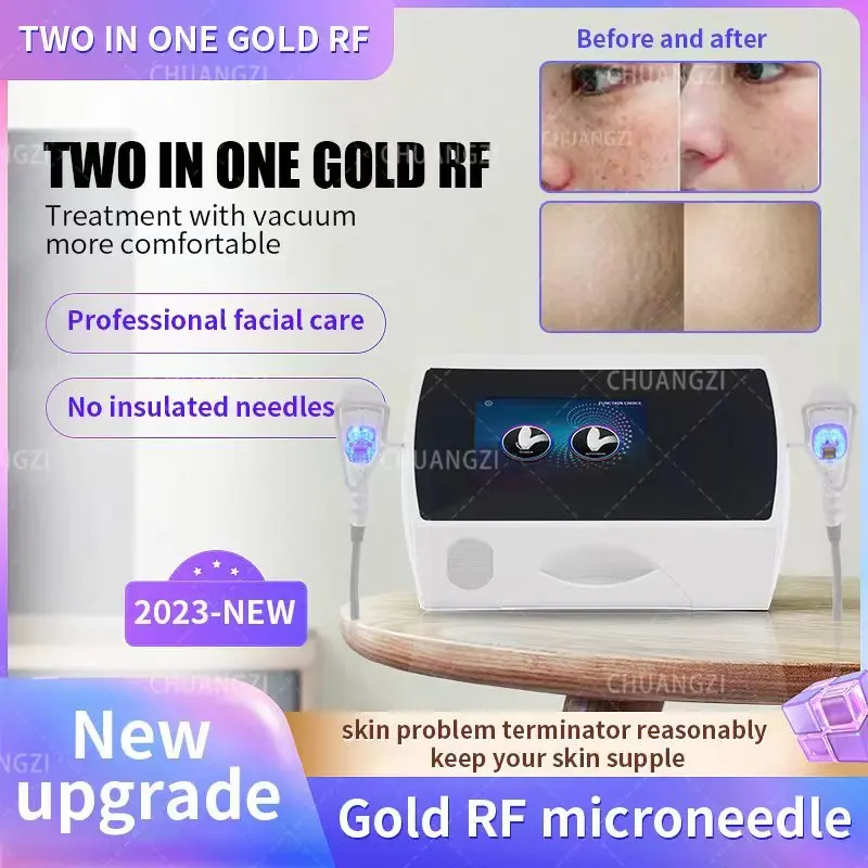 

New 2 Part 1 Gold Plated Rf Micro Needle Machine Collagen Regeneration Excision With Acne Scars Gravid Grain Security Choice