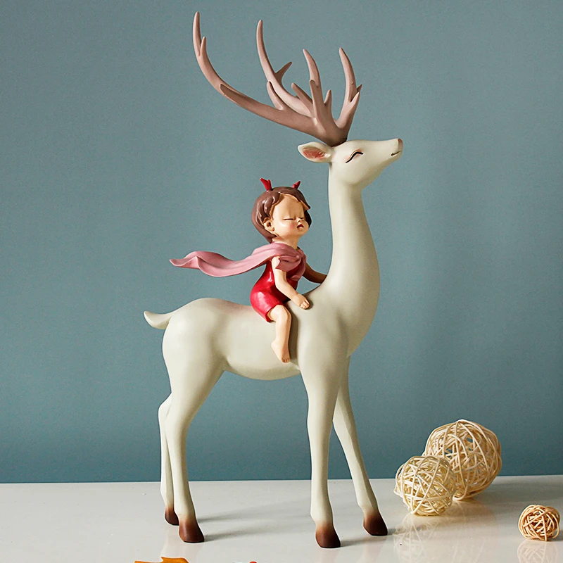 Миниатюрные предметы в скандинавском стиле ретро с оленем статуи скульптуры
