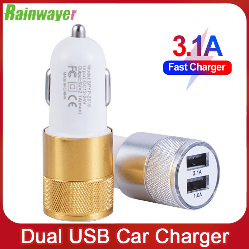 

Автомобильное зарядное устройство Rainwayer с двумя USB-портами, универсальное интеллектуальное автомобильное зарядное устройство с мини-USB-пор...