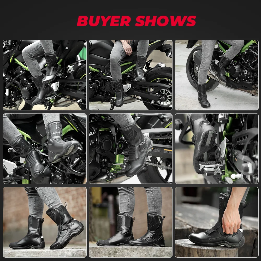 DUHAN Motorcycle Boots Motocross Racing Shoes Motorbike Touring Boots For Men Breathable Anti-slip Black Four Seasons enlarge