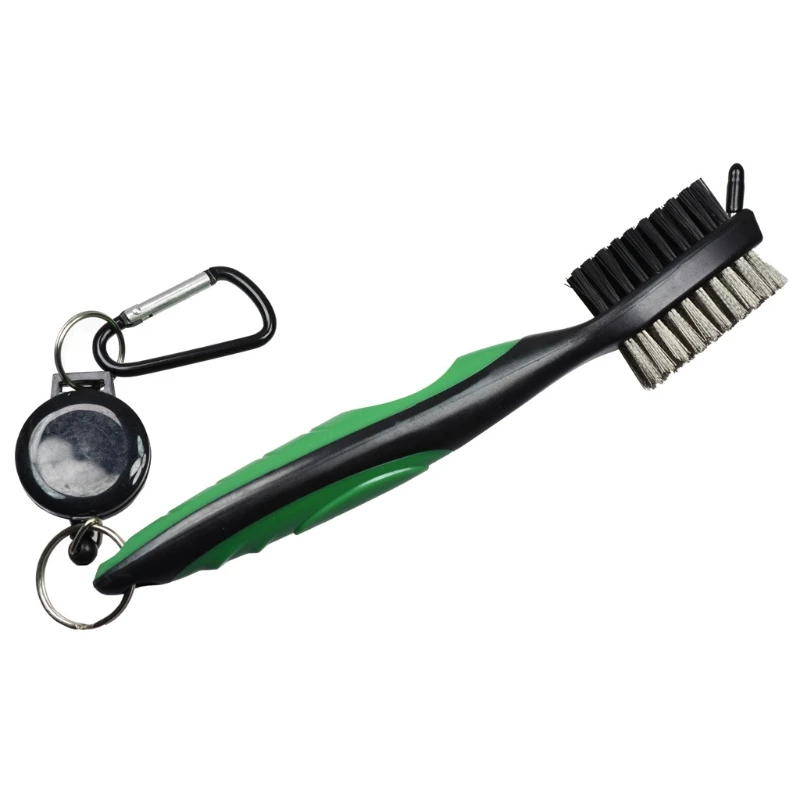 

2 Sided Golf Club Brush Club Groove Cleaner 2 Ft Retractable Zip-line Aluminum Carabiner Lightweight Stylish Ergonomic