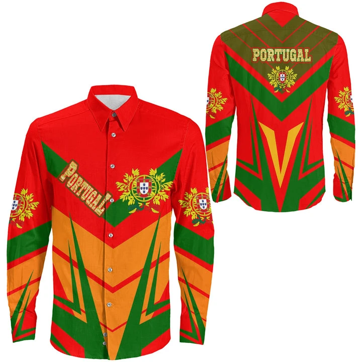 

Portugal Sporty Style Long Sleeve Button Shirt Portugal Long Sleeve Button Shirt Coat of Arms New Style