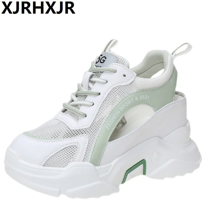 

9cm Hidden Heel White Shoes Trendy Women's Shoes New Breathable Thick Bottom Versatile Casual Shoe Comfortable Women's Sneakers