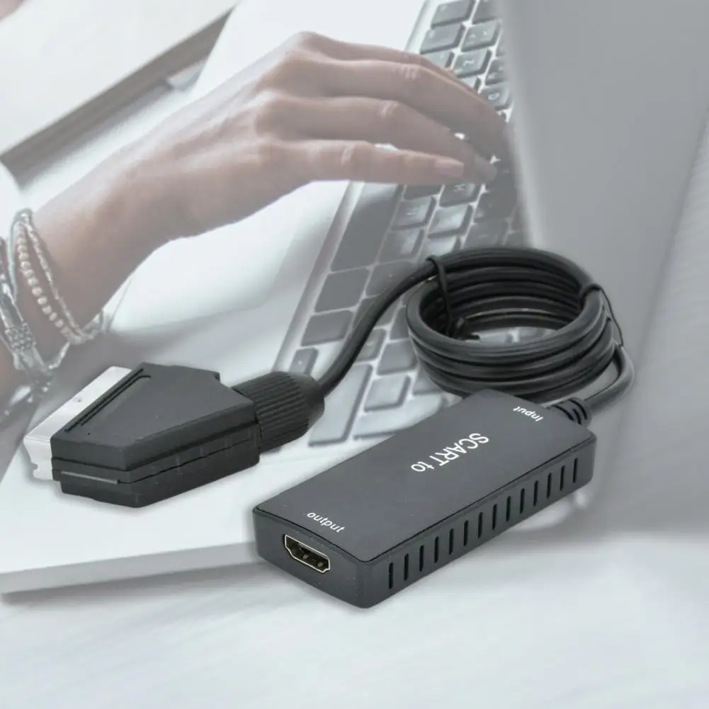 

Plug Play Plastic Video Conversion Reliable SCART to HDMI-compatible Audio Video Converter Cord Video Cable for Laptop