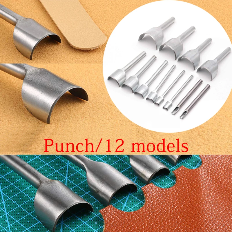 

1set Round Cutter Punch Leather Handmade Craft Tools Arc-shaped Punch Tools for Belt Strap DIY Leather Tools 3-50mm