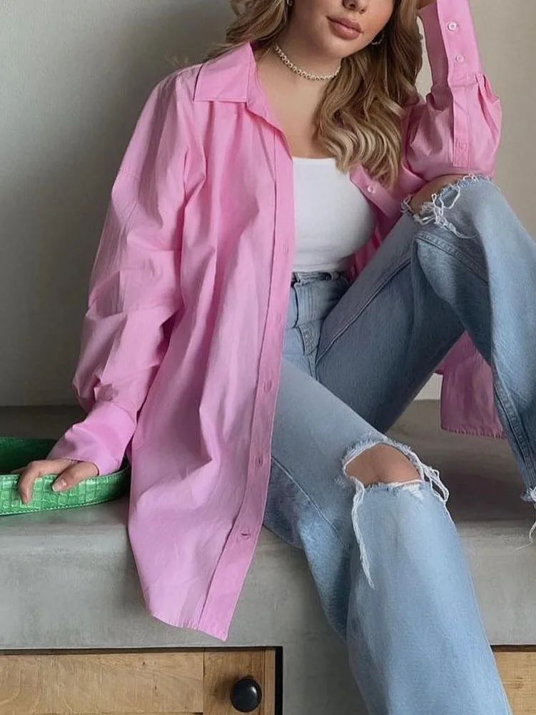 Базовая рубашка ярких цветов женские красивые блузки с воротником 2022 летние