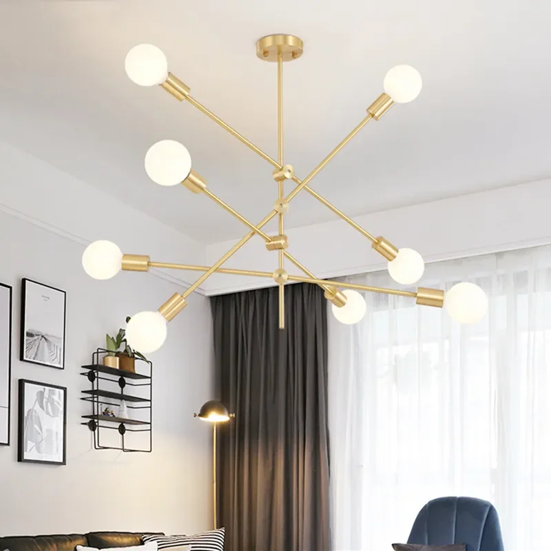 

Nordic Loft Pendant Lamp Iron Gold E27 LED Modern Indoor Lighting Luxurious 4 6 8 Heads For Bar Dining Room Decor Chandelier
