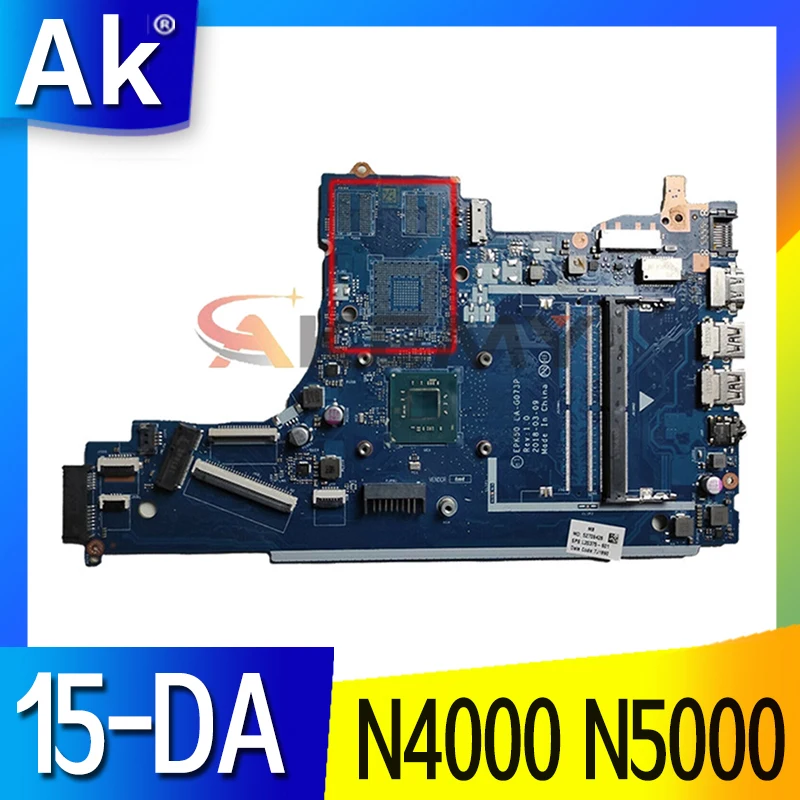 

For HP 15-DA Laptop Motherboard Mainboard With N4000 N5000 CPU DDR4 EPK50 LA-G073P motherboard