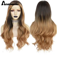 anogol synthetic wigs 26inch brown honey wavy wig with highlights long natural wave black middle part cosplay wigs for women