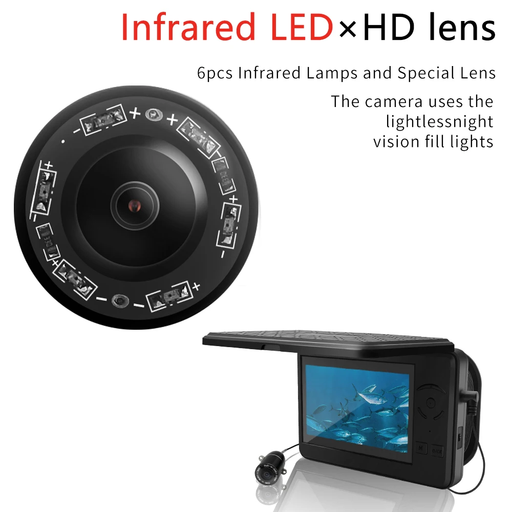 Erchang F431 4 3 дюйма Видеорегистратор подводная камера рыбака для рыбалки Full HD 1280*720P 15